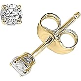KOKAV 14K Yellow Gold Genuine Diamonds 1/5 Ct Stud Earrings