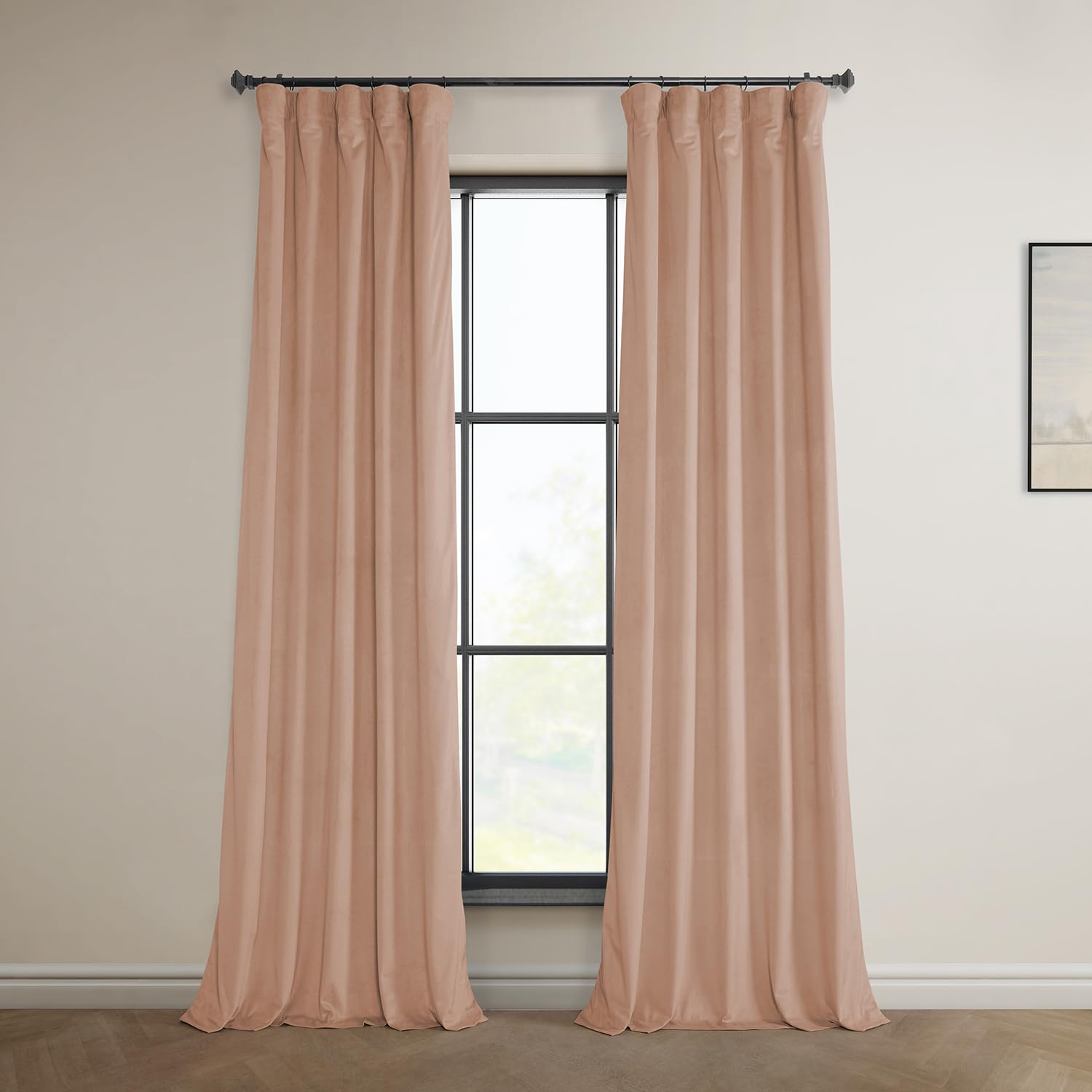 HPD Half Price Drapes Heritage Plush Velvet Curtains 108 Inches Long Room Darkening Curtains for Bedroom & Living Room 50W x 108L, (1 Panel), Peach Blossom — image 1