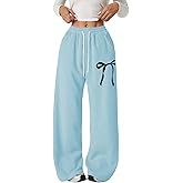 Verdusa Women's Coquette Bow Baggy Sweatpants Fitness Clothing Wide Leg Pants with Pockets