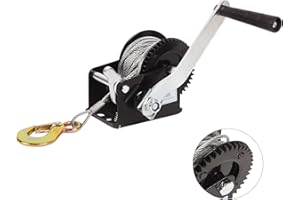 Dawot Boat Trailer Winch 800lbs Hand Winch Heavy Duty Hook with 33ft Steel Cable Hand Crank Winch and Ratio 3.2:1 Gear 2 Way Ratchet Boat Winch for Boat Trailer Marine Truck ATV