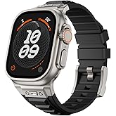 Sport Band for Apple Watch Ultra 3 2 Band 49mm 46mm 45mm 44mm, Men Tactics Rugged Silicone Rubber Waterproof Strap with Stainless Steel Metal for iWatch Series 11 10 9 8 7 6 5 4 SE 3 2 1
