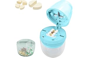 LAUHUW Pill Cutter 1/4 | Precision Quarter Cutter | 3-Section Storage | Crush-Free Blades | Compact Travel Design (Blue)