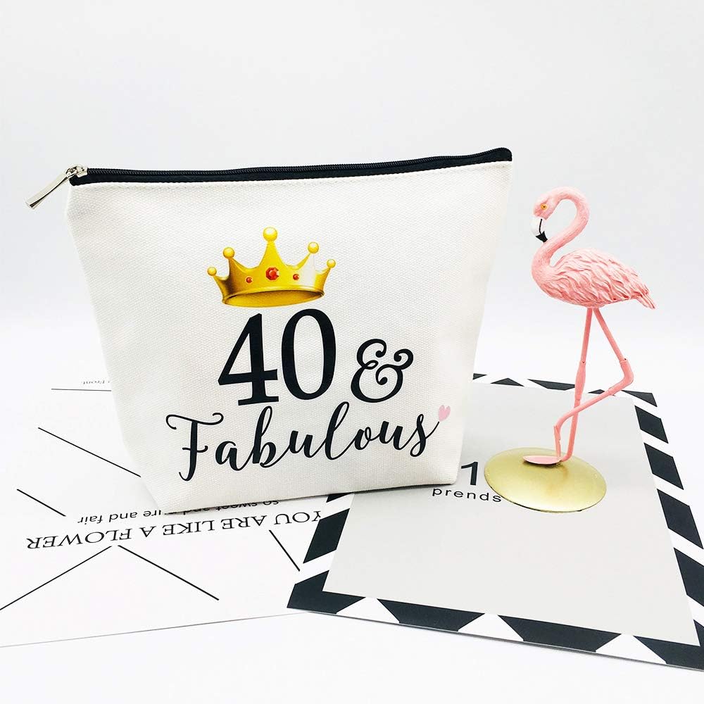 40th Birthday Gifts for Women 40th Birthday Party Supplies and Decorations 40 and Fabulous Turning Forty Makeup Bag Funny 40th Gifts Idea - Image 5