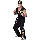 Adult Cobra Kai Costume Mens, Official Karate Kid Sleeveless Black Gi Uniform Halloween Outfit