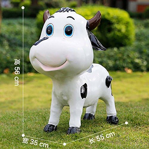 QHYT Garden Lifelike Decorations Lifesize Animal Statue Imitation Milk Cow Cute Cartoon Style