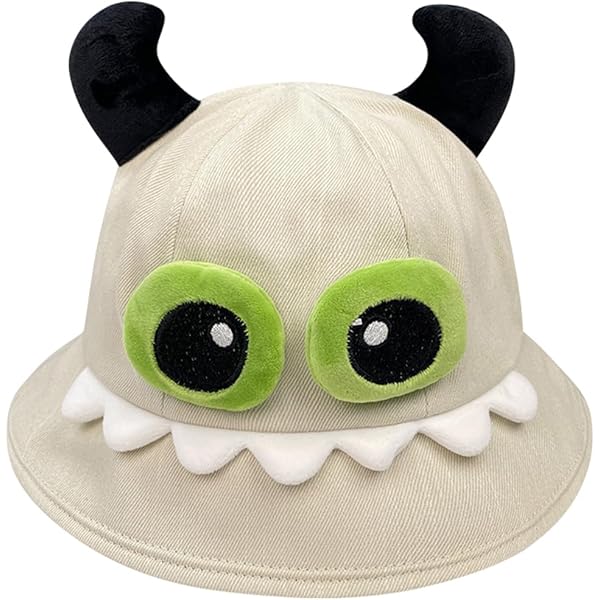 Amazon.com : MONSHMU Knit Bucket Hat Devil Horns Single Eye