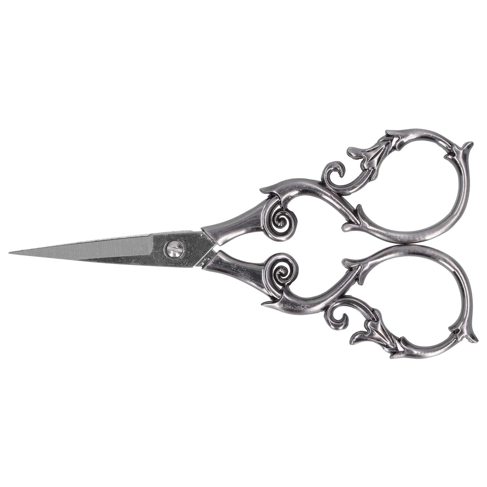 Atyhao Victorian Retro Scissors, 4.3in Stainless Steel Sharp Tip Sewing Scissors for Embroidery Craft Needle Work Art Work Everyday Use (Gray Silver)