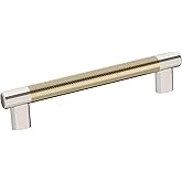 Amerock | Cabinet Pull | Polished Nickel/Golden Champagne | 6-5/16 inch (160 mm) Center-to-Center | Esquire | 1 Pack | Drawer