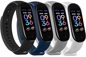 WANME 4 PACK Bands for Amazfit Band 5 Replacement Strap, Soft Silicone Sport Strap Wristband Compatible with Amazfit Band 5 Watchband Accessories