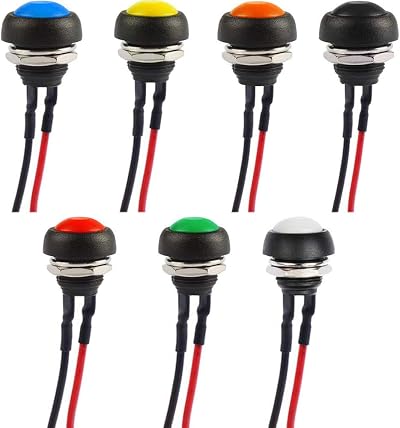 RUNCCI-YUN 7Pcs 12mm Waterproof Momentary Push Button Switch Round 12V