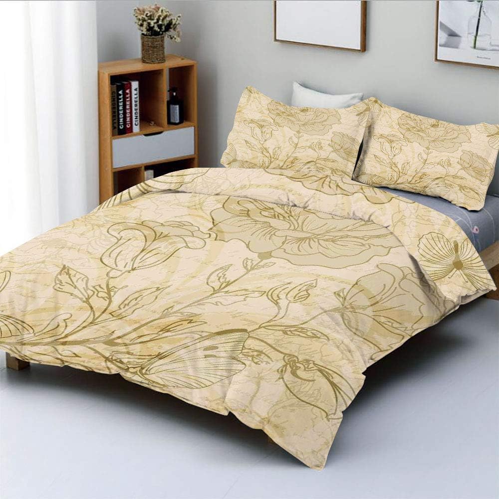 Juego de funda nórdica, rosas y mariposas florecientes de varios