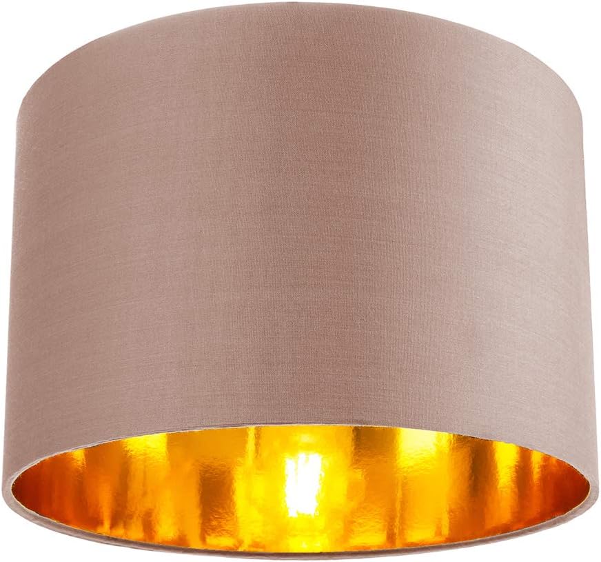 Contemporary and Chic Taupe Cotton 12" Table or Pendant Circular Drum