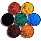 Iron Oxide Powder 7 Pack 13 oz, Cosmetic Grade Pigment, Black Oxide, Yellow red Blue Green Orange and Brown 1.85 oz of Each C