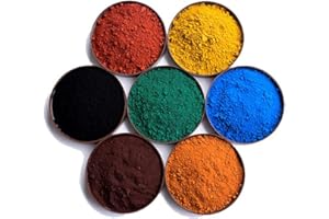 Iron Oxide Powder 7 Pack 13 oz, Cosmetic Grade Pigment, Black Oxide, Yellow red Blue Green Orange and Brown 1.85 oz of Each C