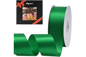 LIUYAXI Green Double Face Satin Ribbon 1-1/2" X 50 Yards, Ribbons Perfect for Crafts, Christmas Gift Wrapping, Bow Making and More