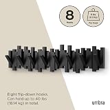 Umbra Sticks Wall-Mounted Coat Rack Rail with 8 Retractable Pegs Black view 5