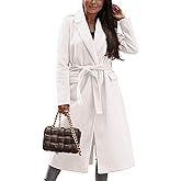 IDEALSANXUN Womens Long Wool Coats Fall Winter Open Front Trench Coat Peacoat with Self Belt