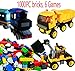 dreambuilderToy Creative Building Brick Set, 1000 Pieces Building Bricks, 6 Fun Games, Train, Bulldozer, Truck, Wind-Miller etc Compatible to Most Brands(1000 PC Fun Game Set)