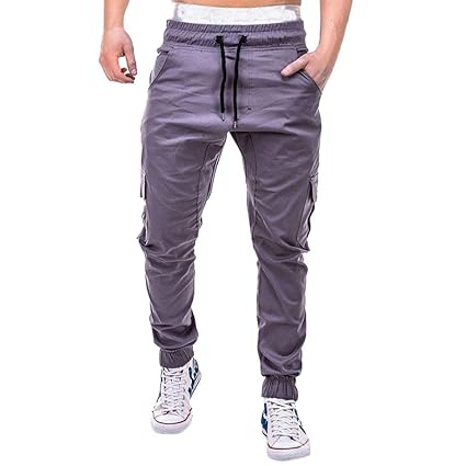 Herren Hosen,TWBB Freizeit Taste Tasche Knöchellänge Mode Trousers für Männer Einfarbig Pants