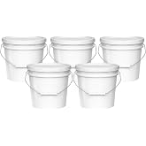 MKS Plastics White 2-Gallon Heavy-Duty Bucket with Airtight Lid, 5-Pack | 70-Mil, Food-Grade, BPA-Free Plastic Food Storage Container with Metal Handle, Comfort Grip &amp; Stackable Design &ndash; Made in USA