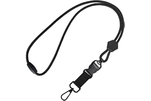 Fishent Breakaway Neck Lanyards for ID Badges, Adjustable Sturdy Round Cord Heavy Duty Key Lanyard with Detachable Buckle for Men Women Car Keys Card Holder (Black)