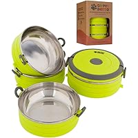 Travel Dog Bowls by Healthy Human | Stainless Steel Go Pet Bento Bowl | Stackable Cat & Dog Food Bowls | Leak Proof Portable 