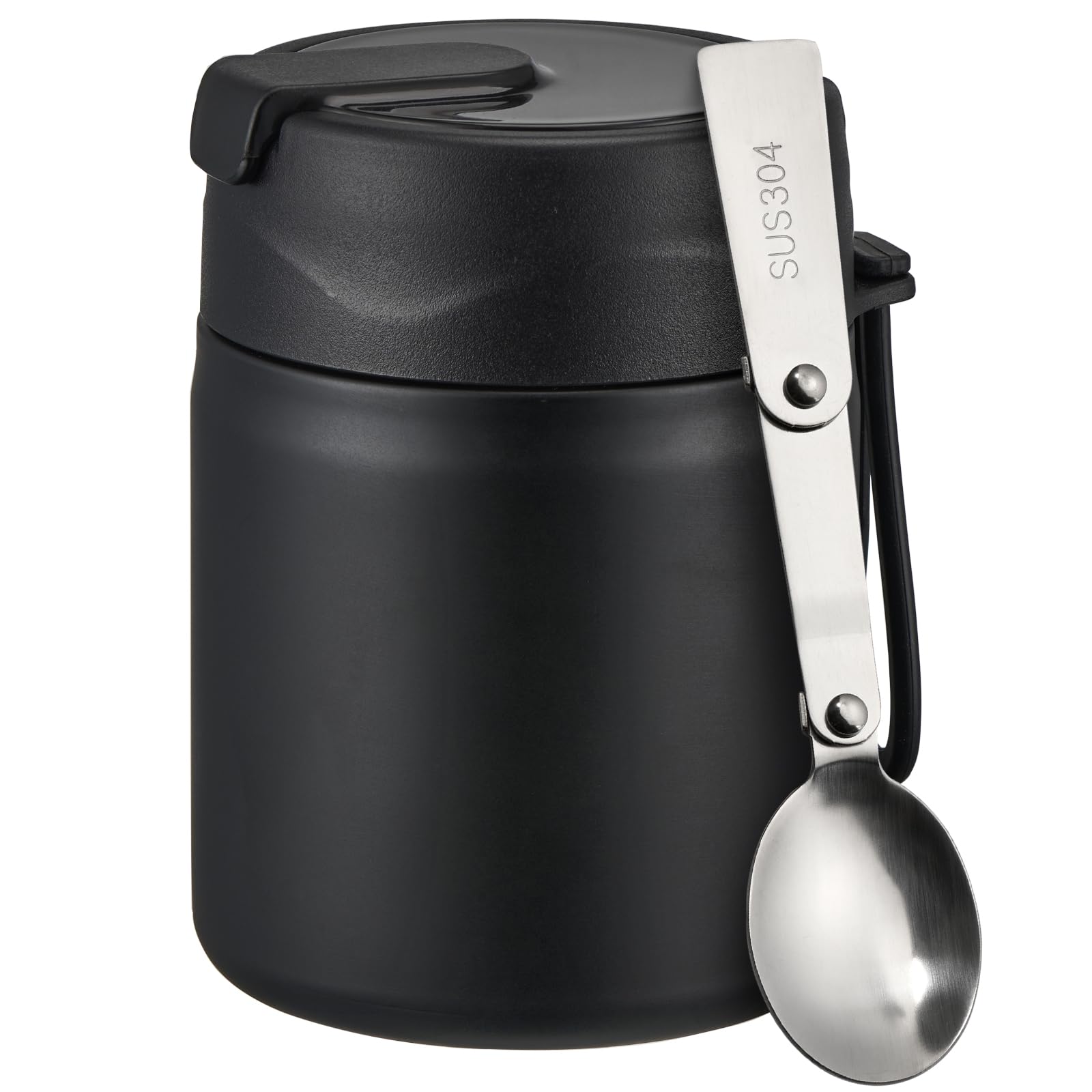 Photo 1 of Pawtong 17oz Soup Thermo for Hot Food Kids Insulated Vacuum Food Jar with Stainless Steel Spoon Wide Mouth Thermo Leakproof Lunch Food Container Kids Hot Lunch Box (Black)