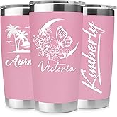 Personalized 20 oz Engraved Tumbler – Custom Name Stainless Steel Insulated Travel Cup, Double-Wall, Keeps Drinks Hot & Cold, Durable Powder-Coated Coffee Mug – Gift for Him, Her. (Pink)