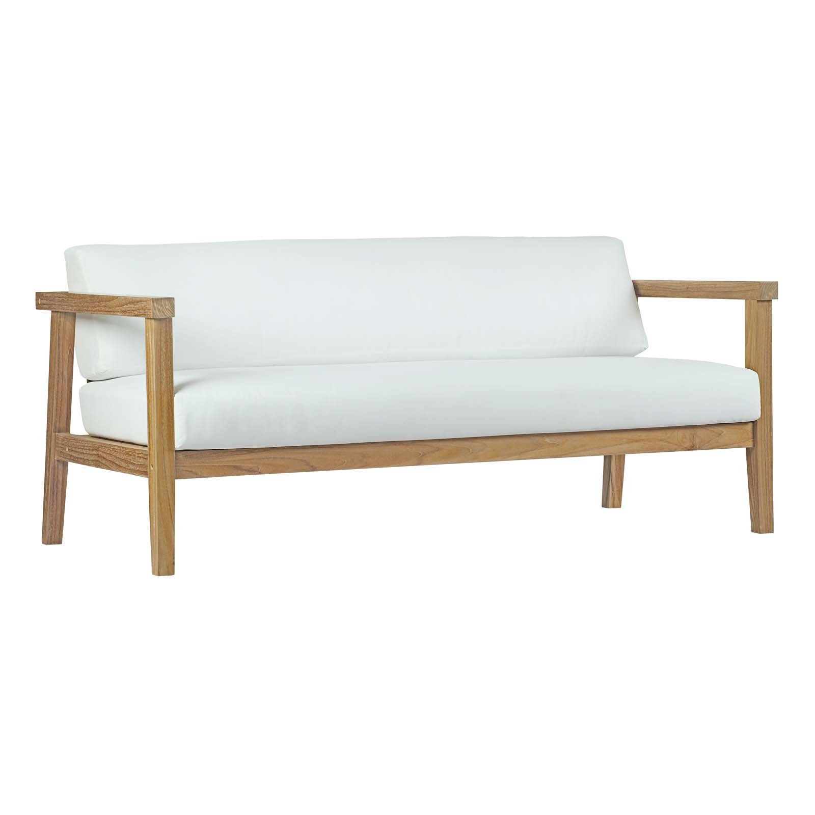 Photo 1 of *FACTORY SEALED* Modway Bayport Teak Wood Outdoor Patio Loveseat in Natural White