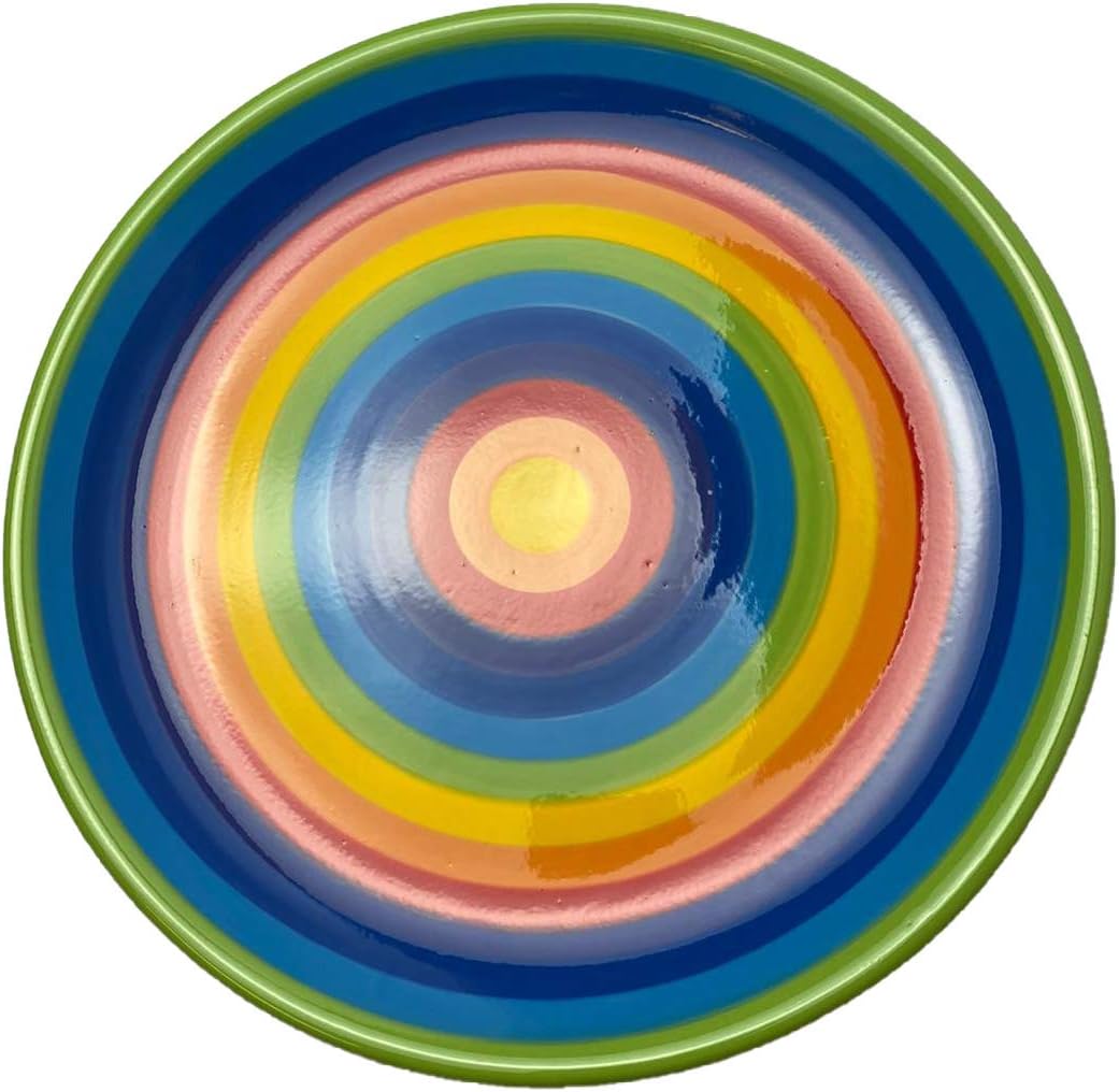 Windhorse Rainbow Striped Hoops Dinner Plates Set of 4, 26 Centimetre, Grade B Imperfect