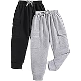 Nivne Tco Boys Casual Pants-Solid Color Soft Trousers Jogger Pants-Toddler Boys 2 Pack Sweatpants Set (3-7T)