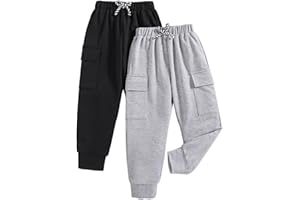 Nivne Tco Boys Casual Pants-Solid Color Soft Trousers Jogger Pants-Toddler Boys 2 Pack Sweatpants Set (3-7T)