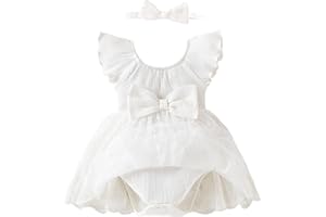 TENTIDE Baby Girl Romper Dress Ribbed Newborn Lace Boho Tutu Dresses Headband Baptism Photography Wedding Summer Outfit
