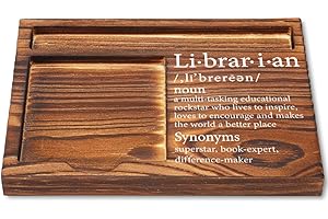 CWGOTC Librarian Gifts, Wooden Sticky Note Pad Holder Desk Organizer, Appreciation Gift for Library Staff, Birthday, Christmas, Graduation or End of Year Thank You Gifts for Book Lovers YCB51