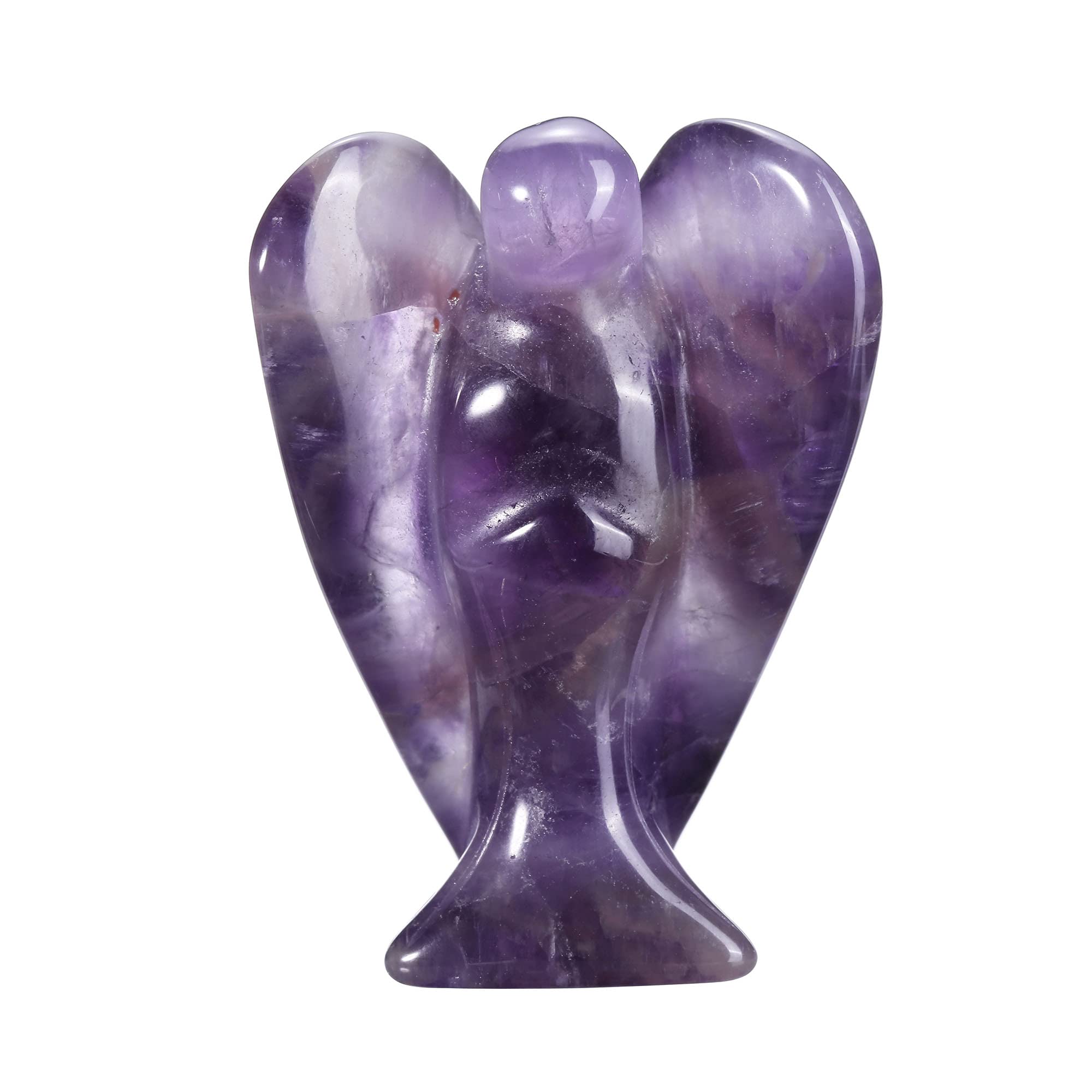 JSDDE Amethyst Crystal Angel Figurine Healing Gemstone Carved Mini Pocket Guardian Angels Statue Ornament Decoration 1.5 inch