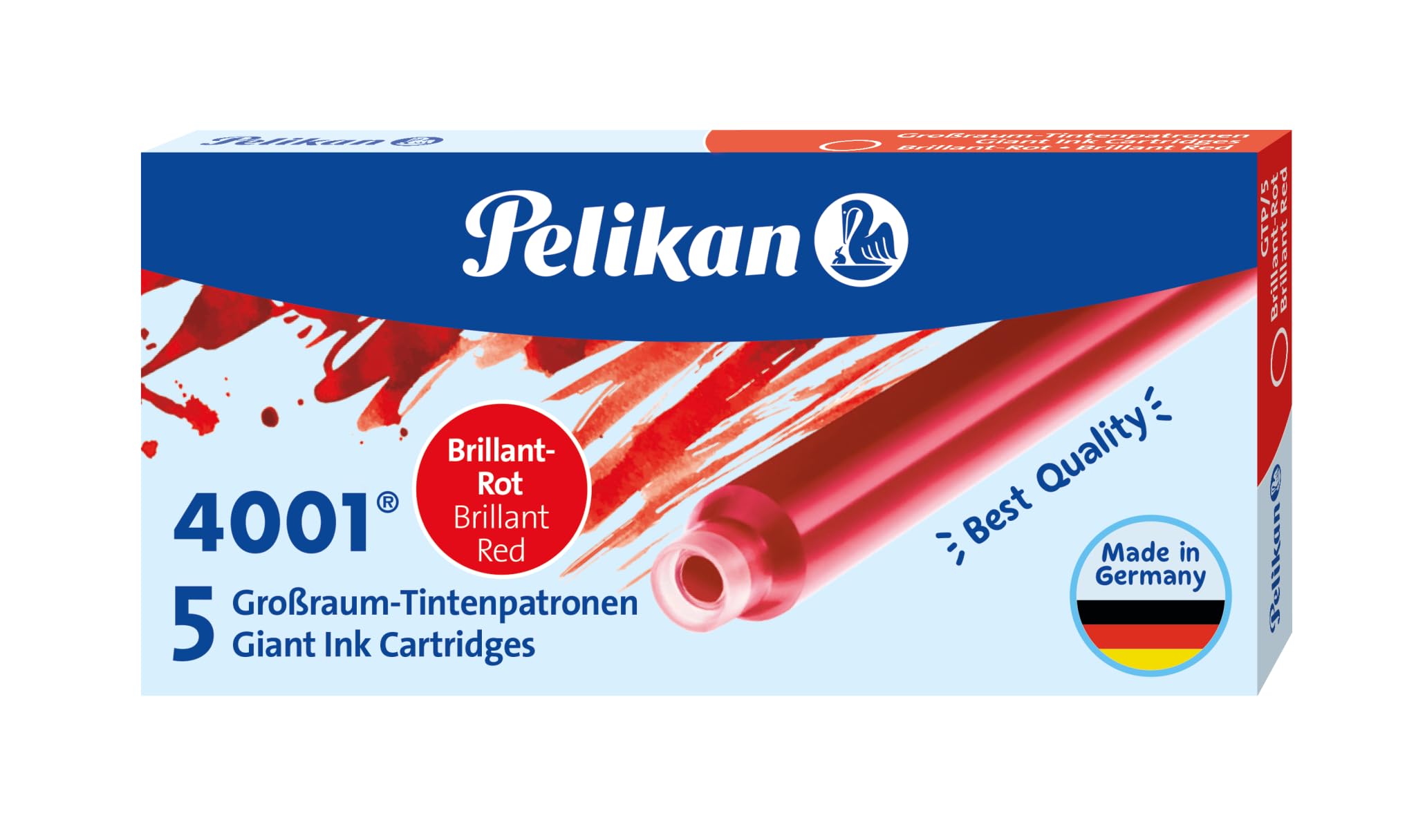 Pelikan 310623 Brilliant Red GTP/5 Ink Cartridges (Pack of 5)