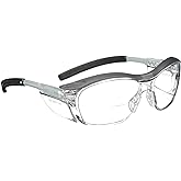3M Safety Glasses with Readers, Nuvo Protective Eyewear, +1.5, ANSI Z87, Clear Lens, Retro Gray Frame, Soft Nose Bridge, Side Shields