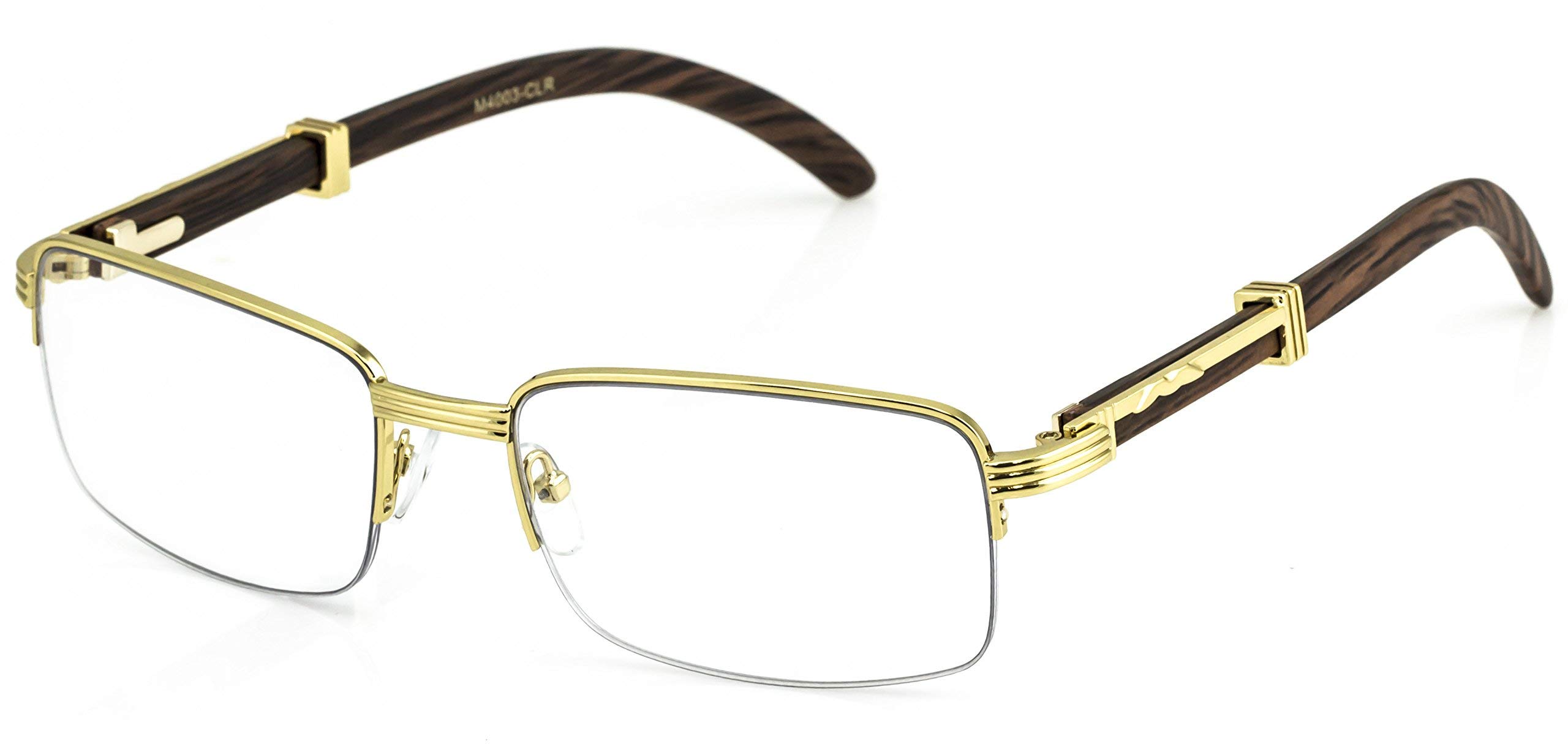 Buy Elite WOOD Art Nouveau VINTAGE Semi Rimless Style Gangster RICH