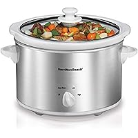 Hamilton Beach 4-Quart Slow Cooker with Dishwasher-Safe Stoneware Crock & Lid, Stainless Steel (33140V)