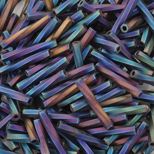 Seed Beads-12mm Twisted Bugle-401FR Matte BlackAB-Miyuki-10 Grams