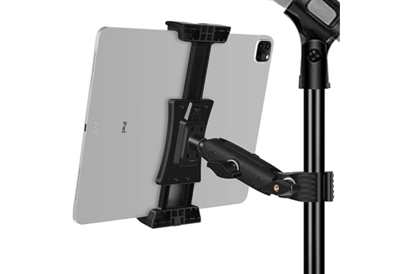 Peastrex Tablet Holder for Mic Stand, Tablet Phone Holder Micophone Music Stand Mount Adjustable with Super Clamp Compatible