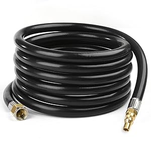 SHINESTAR 12FT RV Connection Hose, RV Propane Quick Connect Hose for Pit Boss Burner Grill, Camp Chef Stove, Blackstone Griddle, Portable Fire Pit- 3/8" Female Flare Fitting x 1/4" Full Flow Male Plug