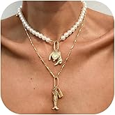 JAVARNV Fish Necklace Fish Charm Drop Pendant Necklaces Beach Inspired Jewelry Gold Pendant Necklace for Women Summer Statement Accessory