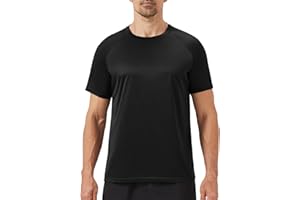 BOOJO Workout Mens Shirts - Casual Black Quick Dry Moisture Wicking T-Shirts Crew Neck Short Sleeve for Gym Athletic Running