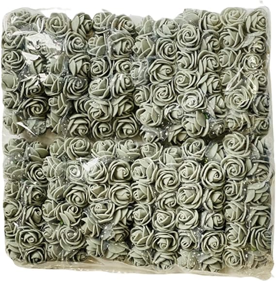 Witty Cuties Artificial Flowers Silver Artificial Roses Foam Flowers Real Looking Fake Foam Roses for Crafting Decoration DIY Wedding Bouquets Bridal Shower Flower Decoration Pack of 1 (144pcs).