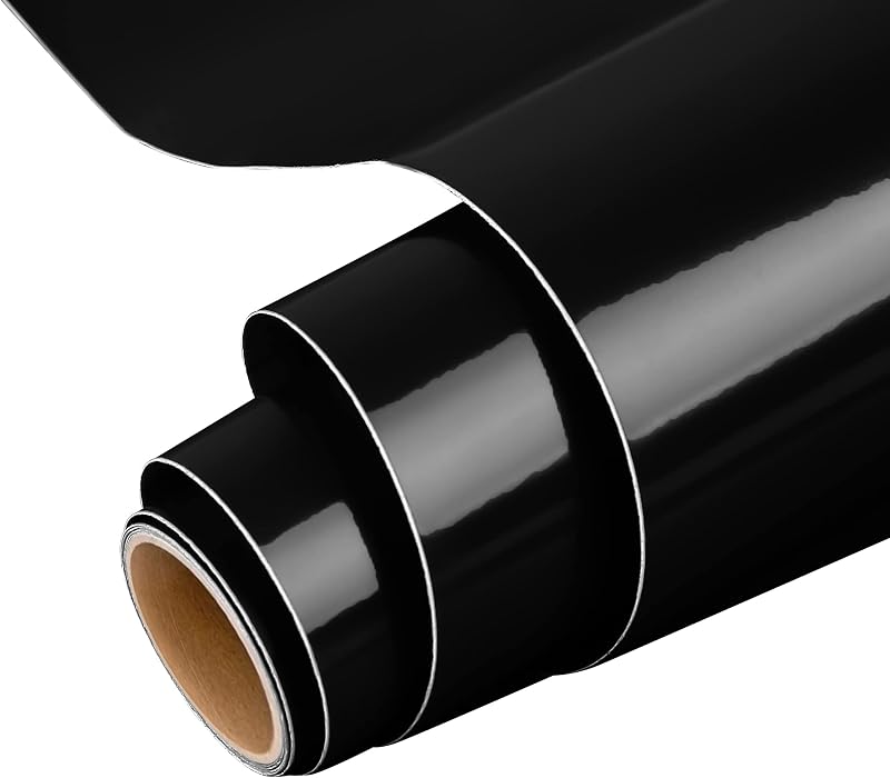 IModeur Glossy Black Permanent Vinyl Roll 30.5x152.5 cm for DIY Mugs Laptops