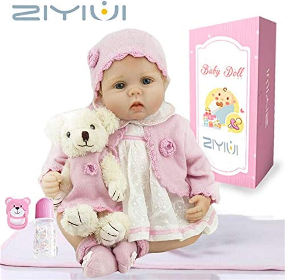 Prezzo ZIYIUI 55cm Bambole Reborn Baby Dolls Silicone Bambolotti Ragazza Bambola Reborn - Indossa Un Cappotto Rosa e Tiene Un Orsacchiotto Rosa Offerte