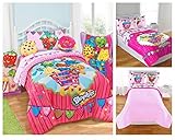 Shopkins Kids 5 Piece Bed in a Bag Full Size Bedding Set - Reversible Comforter, Microfiber Sheets & Pillow Cases