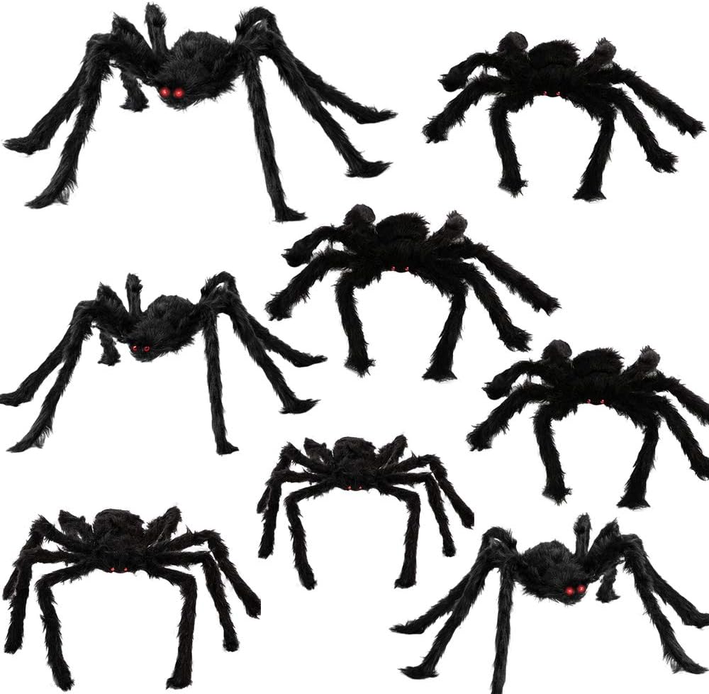 Yostyle Halloween Spider Decorations, 8Pcs Realistic Hairy Spiders Set, Scary Spider Props for Indoor, Outdoor and Yard Creepy Decor (6 Different Sizes): Home & Kitchen