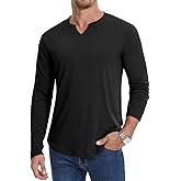 Leafsay Men's Long Sleeve T-Shirt Casual V-Neck Basic Stylish Stretch Tee Shirts